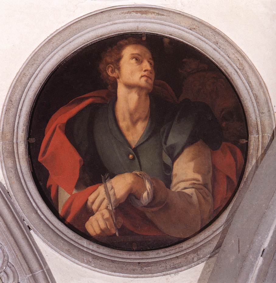 PONTORMO, Jacopo St Luke c. 1525 Oil on wood Cappella Capponi, Santa Felicita, Florence